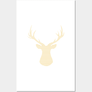 Deer - strips - beige and white. Posters and Art